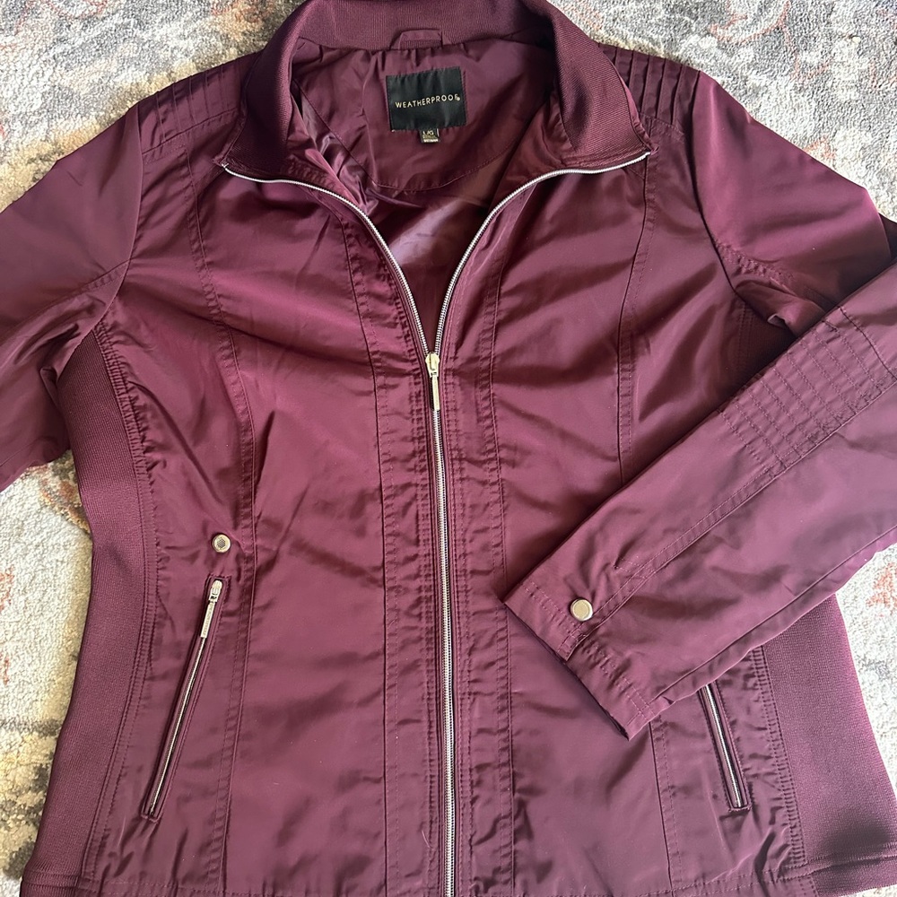 weatherproof brand jacket, large zip up travel rain, snow coat